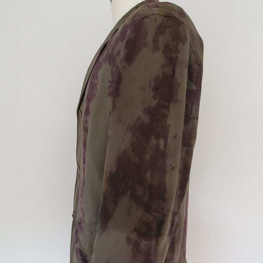 Tommy Bahama silk Blazer sport coat green brown Medium large camo painted black - Picture 7 of 14